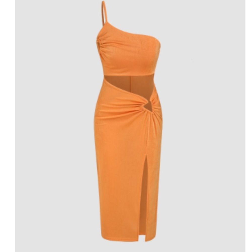 Orange solid cut out maxi dress 🍊